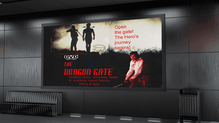 The Dragon Gate" film poster with tagline and cast details, featuring iconic martial arts imagery.