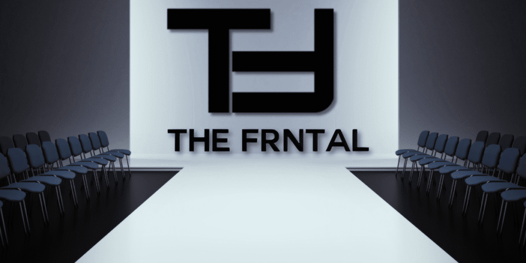 THE FRNTAL runway with brand logo, symbolizing Shery Lunardi's agency's global reach and expertise in talent representation.
